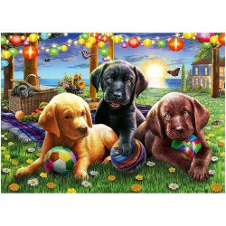 Puzzle 100 db - Kutyus piknik 100-499 darabos puzzle Ravensburger