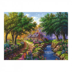 Puzzle 1500 db - Ház a folyónál