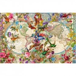 Puzzle 3000 db - Világtérkép és pillangók 3000+ darabos puzzle Ravensburger