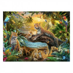 Puzzle 1500 db - Leopárdok a dzsungelban