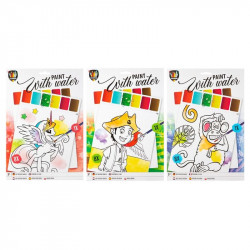 Fess vízzel, 8 lap, A4 méret, ecsettel, 3 féle Festés, színezés, rajzolás Grafix