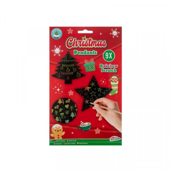 Karácsonyfadísz képkarcoló 9 db/csomag, kaparó tollal