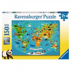 Ravensburger Puzzle 150 db - Állatos világtérkép 500-999 darabos puzzle Ravensburger
