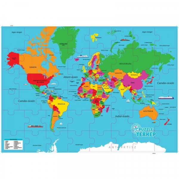 Világtérkép magyarul 82 darabos puzzle