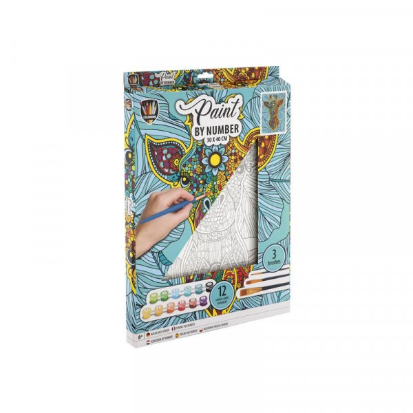 Fess számok szerint, 30x40 cm, zsiráf, 12 festékkel