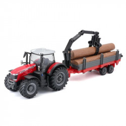 Bburago - Massey Fergusson 8740S darus utánfutóval Autó, jármű Bburago
