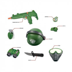 Katonai sisak és fegyverszett, 8 db Katonai és rendőr készlet Nincs