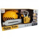 Elemes játék láncfűrész és világító védősisak