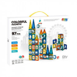 Mágneses építő és golyófuttató 97 db Építőjáték
