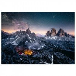 Puzzle 1000 db - Drei Zinnen, Dolomitok 1000-2999 darabos puzzle Ravensburger