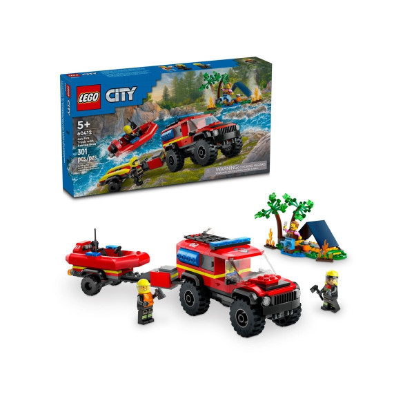 LEGO 60412 4x4 Tűzoltóautó mentőcsónakkal