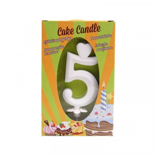 Számgyertya 5 - fehér
