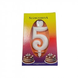 Számgyertya 5 - fehér Gyertya, tortadísz Nincs