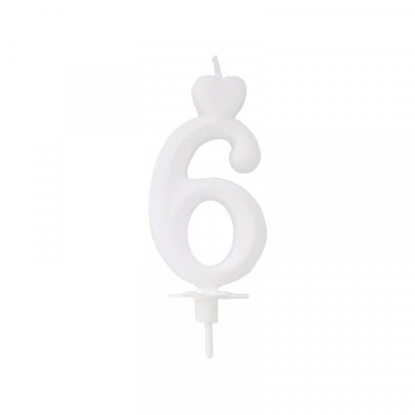 Számgyertya 6 - fehér