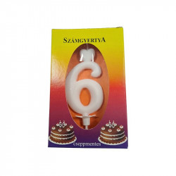 Számgyertya 6 - fehér Gyertya, tortadísz Nincs