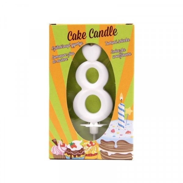 Számgyertya 8 - fehér
