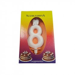 Számgyertya 8 - fehér Gyertya, tortadísz Nincs