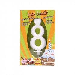 Számgyertya 8 - fehér Gyertya, tortadísz Nincs
