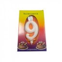 Számgyertya 9 - fehér