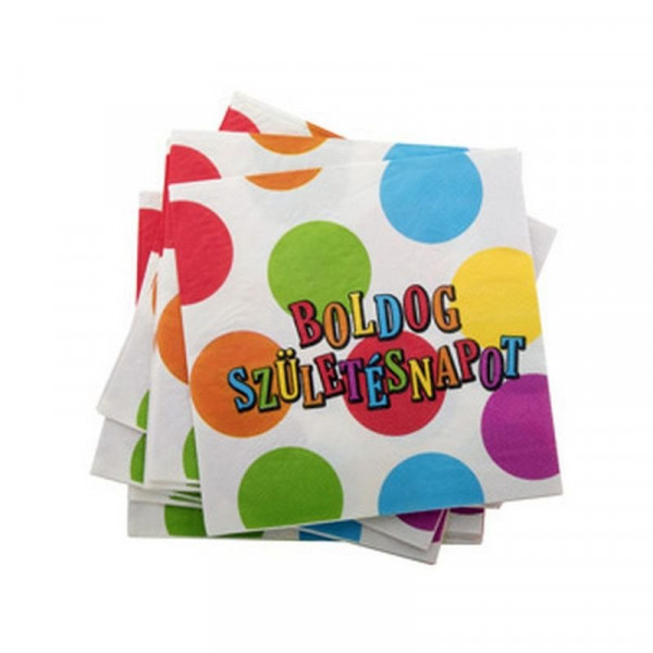 Boldog születésnapot szalvéta 16 darabos - 33 cm