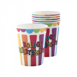 Csíkos-pöttyös Boldog Születésnapot pohár 250 ml Party kellékek Nincs