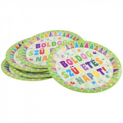 Boldog szülinapot papírtányér 6 darabos - 23 cm Party kellékek Nincs