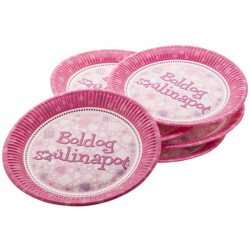 Szülinapi papírtányér 6 darabos - 23 cm, pink Party kellékek Nincs