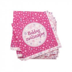 Szülinapi szalvéta 16 darabos - 33 x 33 cm, pink Party kellékek Nincs