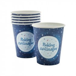 Boldog szülinapot pohár 6 darabos - 250 ml, kék Party kellékek Nincs