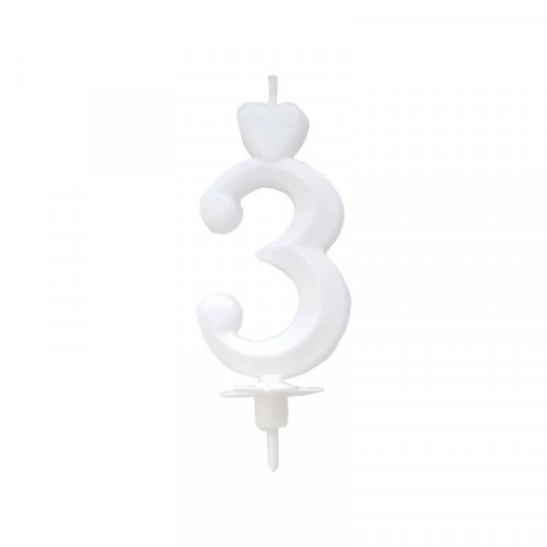 Számgyertya 3 - fehér