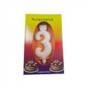 Számgyertya 3 - fehér