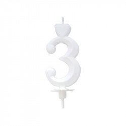 Számgyertya 3 - fehér Gyertya, tortadísz Nincs