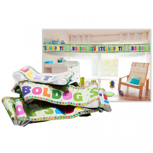 Zászlós Boldog Születésnapot fólia felirat 3,6 m