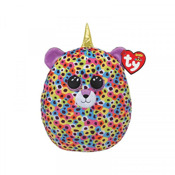 Ty Squish-a-Boos párna alakú plüss figura GISELLE, 30 cm - színes leopárd szarvval
