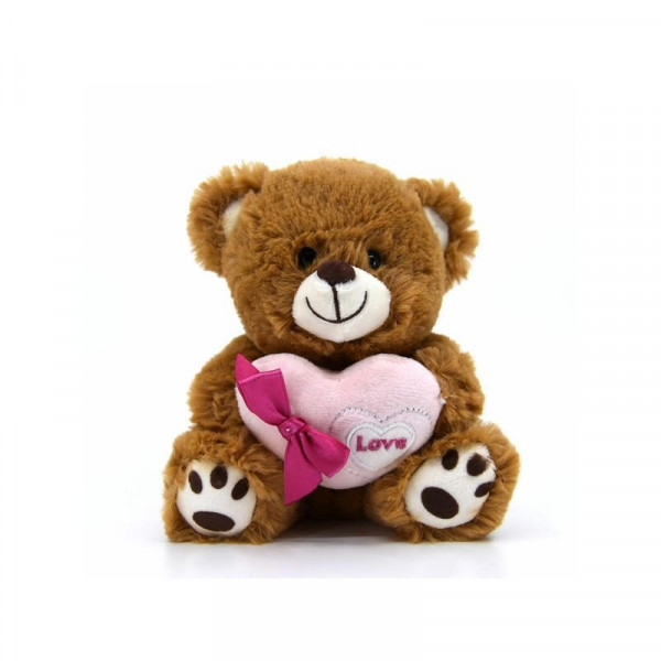 Maci szívvel 3f 18cm