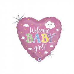 45cm Welcome Baby Girl feliratos, hologrammos fólia lufi Lufi Nincs