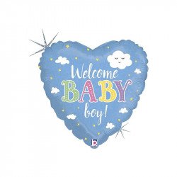 45cm Welcome Baby Boy feliratos, hologrammos fólia lufi Lufi Nincs