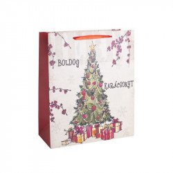 Papírtasak Fenyőfa ajándékkal 18*23cm Díszcsomagoló, dísztasak Nincs