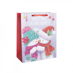 Papírtasak Cuki hóemberek 18*23cm Díszcsomagoló, dísztasak Nincs