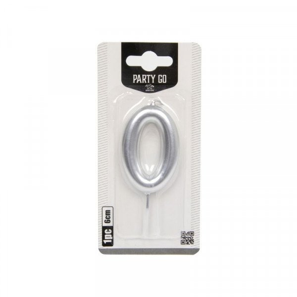 0-s szám gyertya EZÜST 6 cm