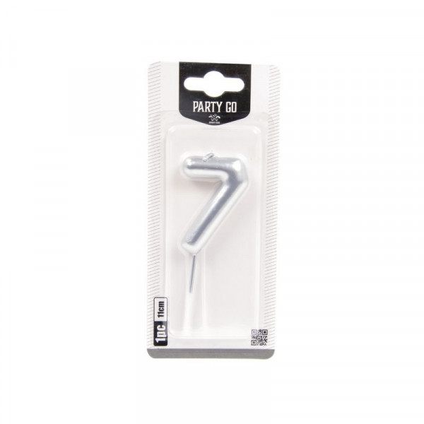 7-s szám gyertya EZÜST 6 cm