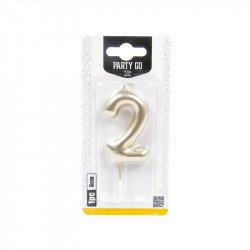 2-s szám gyertya ARANY 6 cm Gyertya, tortadísz Nincs