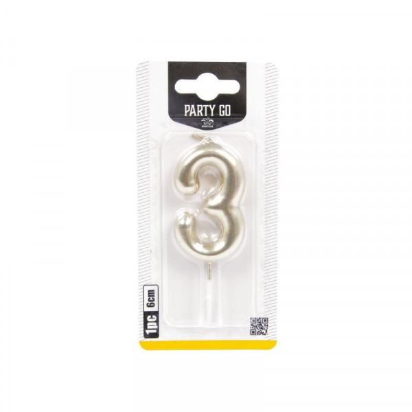 3-s szám gyertya ARANY 6 cm
