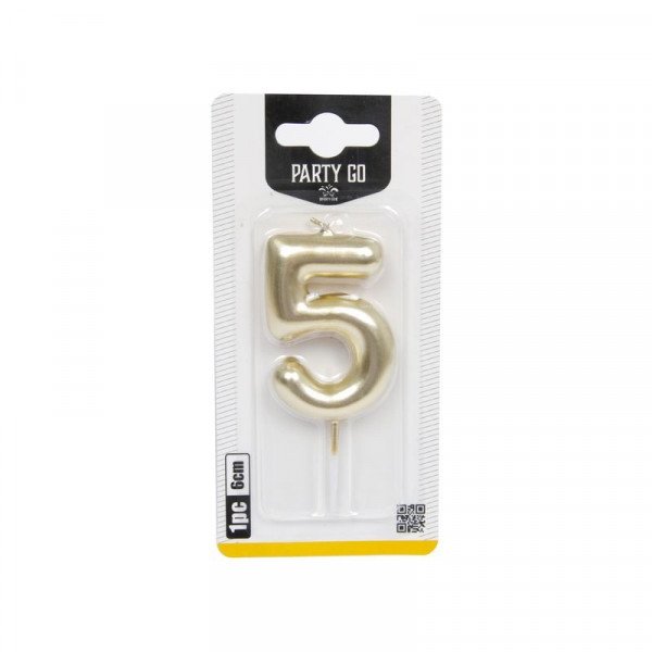 5-s szám gyertya ARANY 6 cm