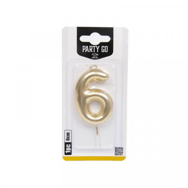 6-s szám gyertya ARANY 6 cm