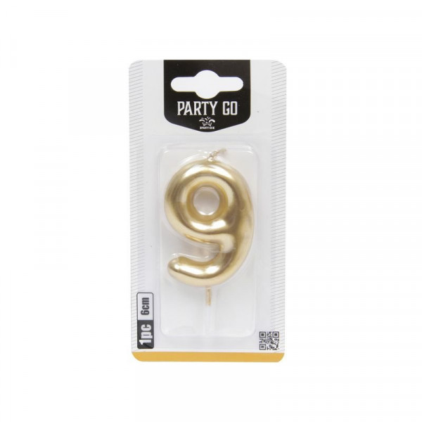 9-s szám gyertya ARANY 6 cm