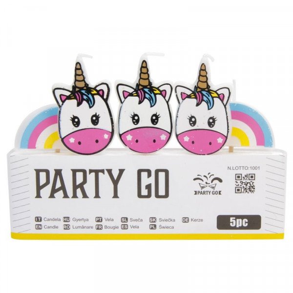 Gyertya szett 5 db unikornis 9 cm