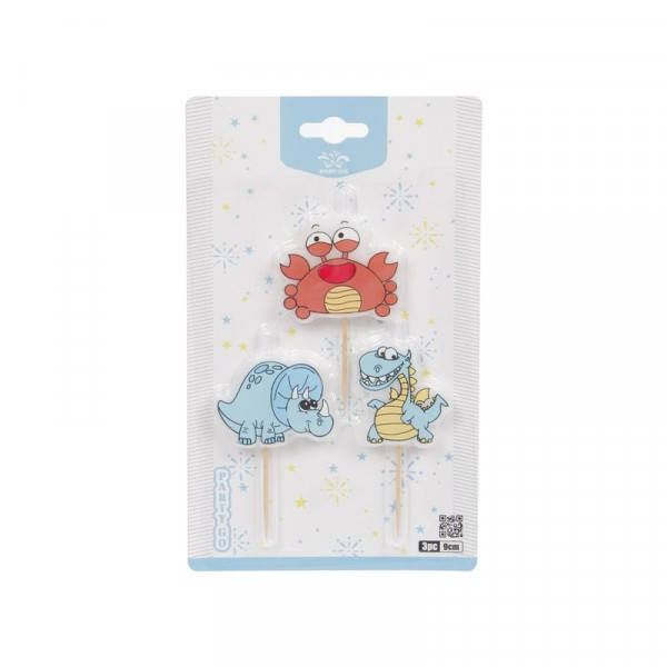 Gyertya szett 3 db állatos 9 cm