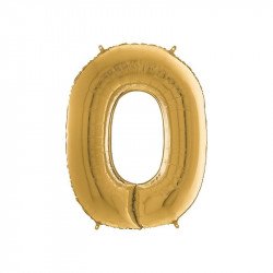 Héliumos fólia lufi, 0-as szám, 65 cm, arany Lufi Nincs