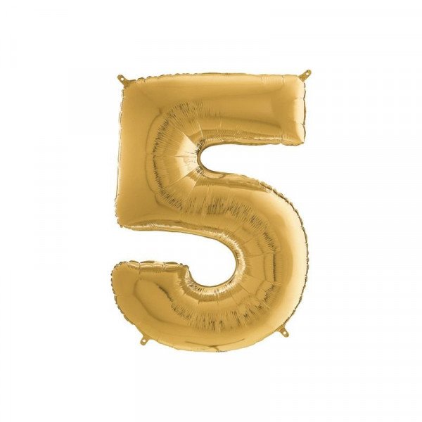 Héliumos fólia lufi, 5-ös szám, 65 cm, arany